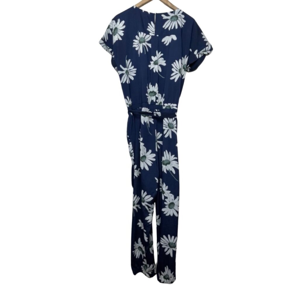 ISANI | Short Sleeve Blue and White Daisy Jumpsuit | Size L - Picture 6 of 12